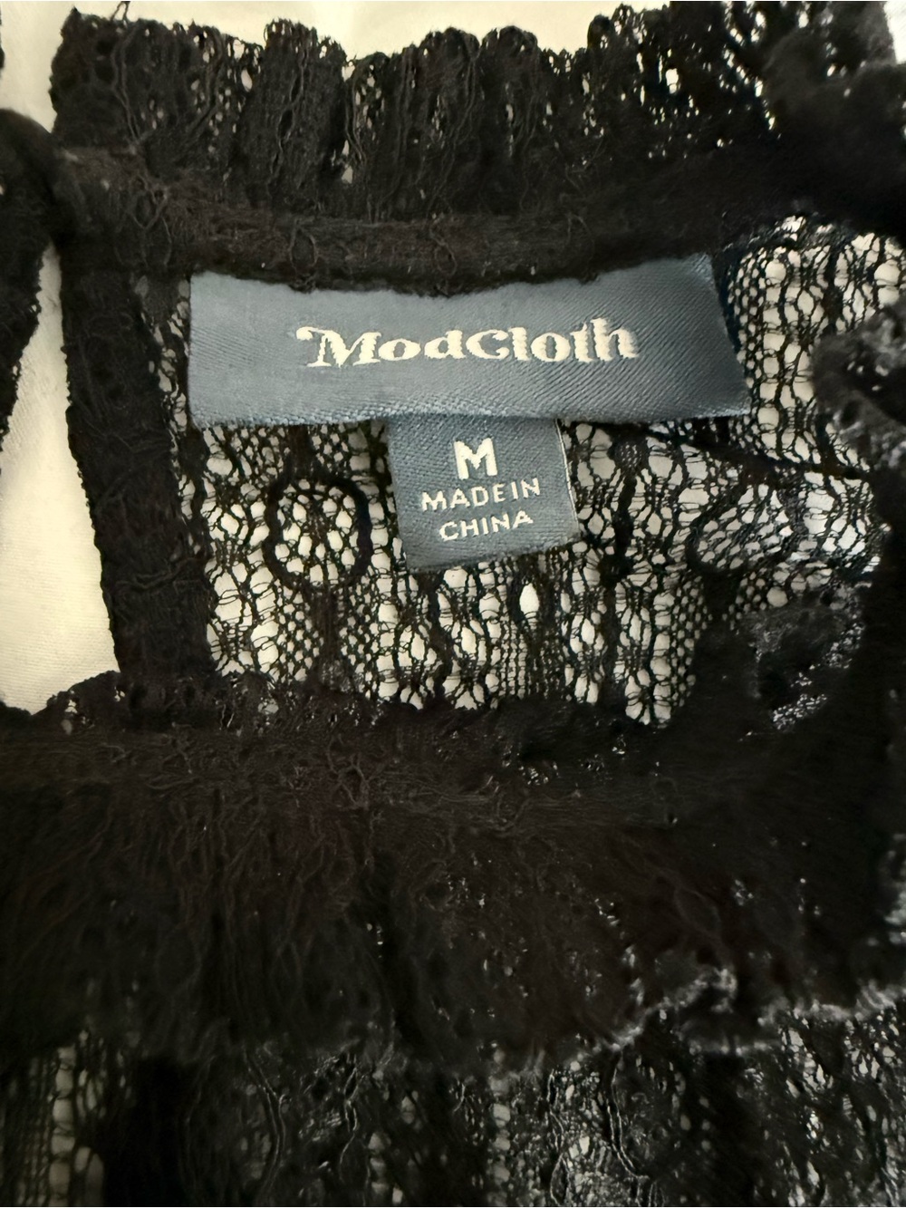ModCloth Black Lace Ruffled Neck Top - Picture 5 of 9